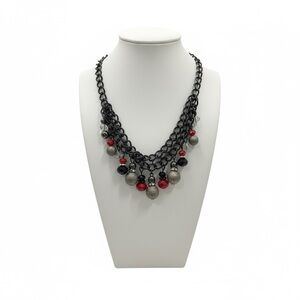 Source Unknown Black and Red Beaded Necklace